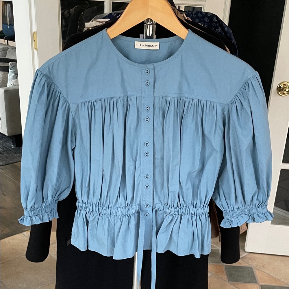 Ulla Johnson Sky Blue Gathered Blouse